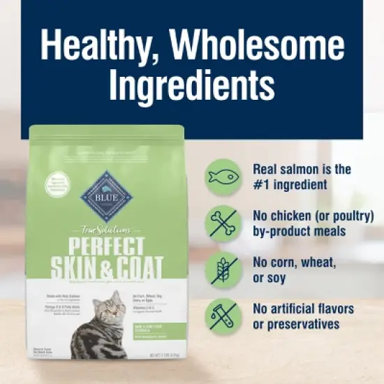 Blue Buffalo True Solutions Perfect Coat Skin and Coat Care Adult Salmon flavor Dry Cat Food image {5}