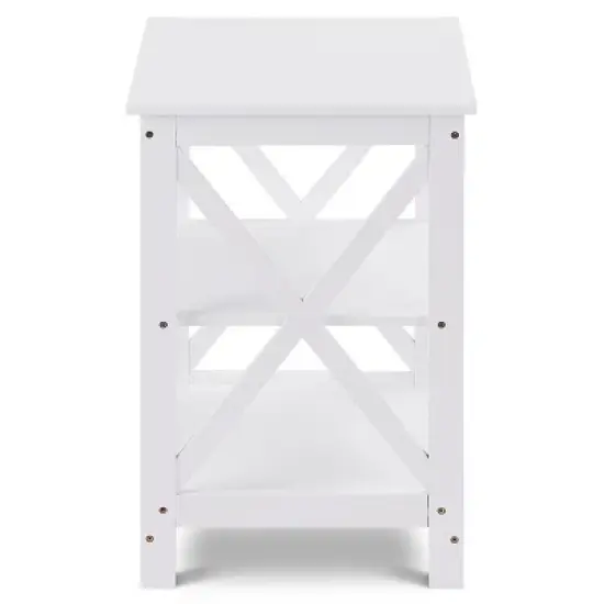 Costway 2PC 3-Tier Nightstand End Table Storage Display Shelf Living Room Furni White image {9}