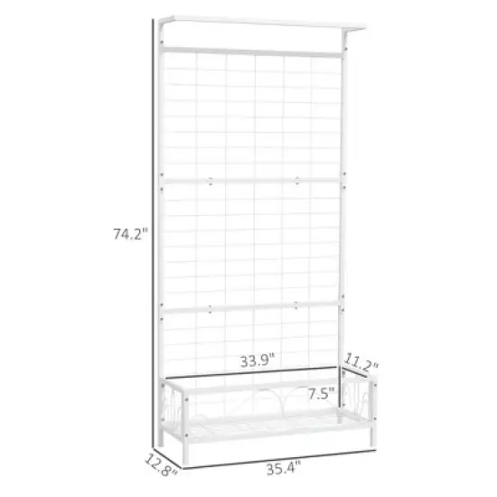 Resenkos Garden Arch Plant Support Trellis,Metal Tall Plant Stand with Trellis and Hanging Bar, 35" x 12.8" x 74", White image {3}