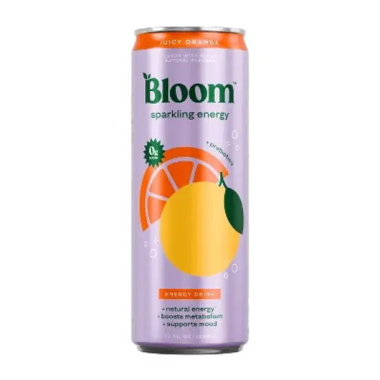BLOOM NUTRITION Sparkling Energy Drink - Juicy Orange - 12 fl oz Can image {8}