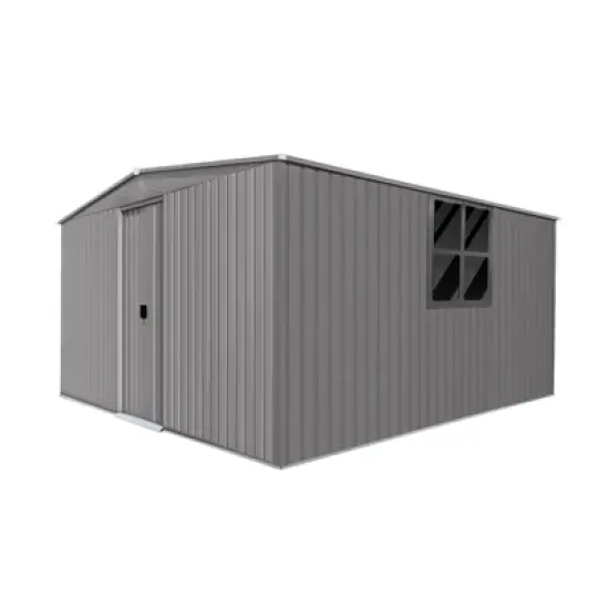 New Outdoor Storage Shed Has Two Functions: Metal Shed And Firewood Shed 13 ft&iexcl;&Aacute;11 ft , More Suitable For Winter , Grey image {6}