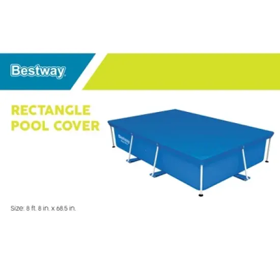Bestway Flowclear Rectangle Pool Cover for Above Ground Swimming Pools with Drain Holes and Tie Down Ropes, Blue (Cover Only) (8 Pack) image {3}