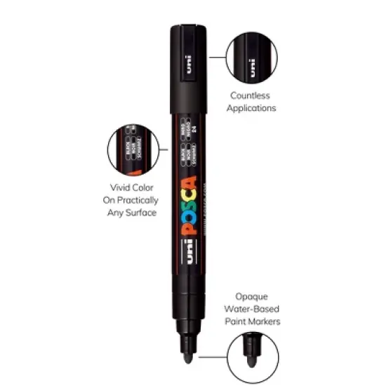 uniball POSCA 8pk PC-5M Water Based Paint Markers Medium Tip 1.8-2.5mm Monotone Colors image {2}