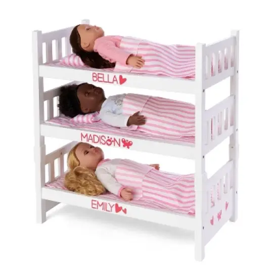 Badger Basket 1-2-3 Convertible Doll Bunk Bed with Bedding - Pink/Stripe image {8}