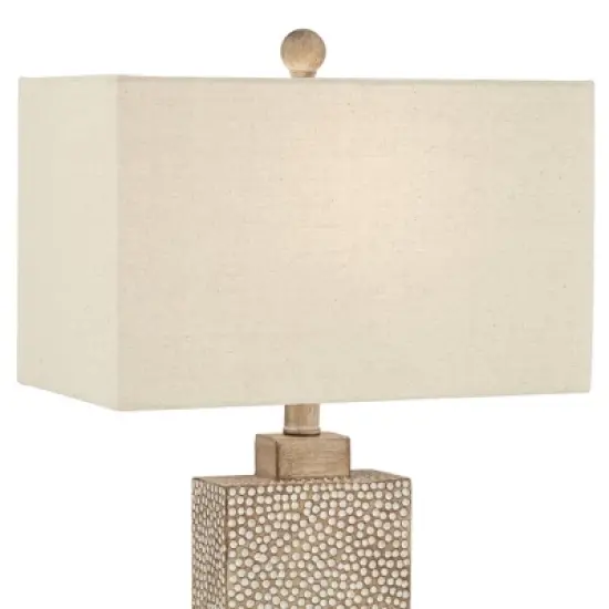 360 Lighting Caldwell Rustic Farmhouse Table Lamps 26 3/4" High Set of 2 Earth Tone Hammered Oatmeal Fabric Rectangular Shade for Bedroom Living Room image {3}