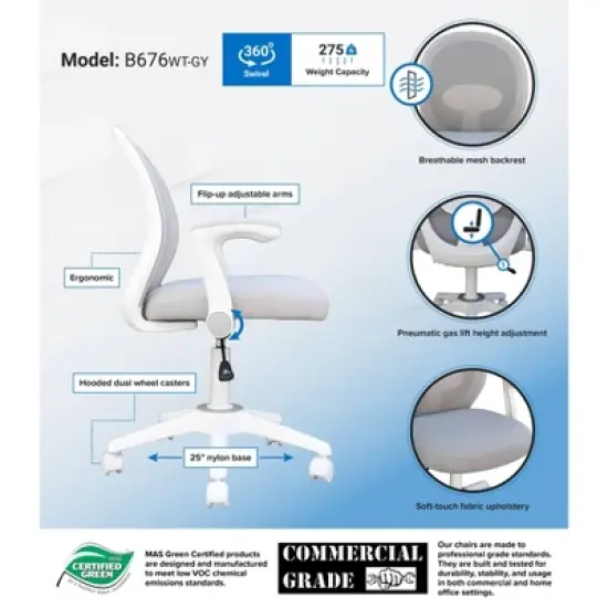Boss Office Products Mesh Task Chair image {6}