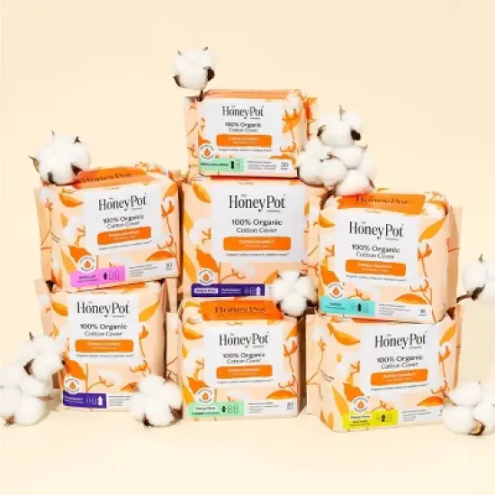 The Honey Pot Company, Non-Herbal Overnight Pads with Wings, Organic Cotton Cover - 12 ct image {4}