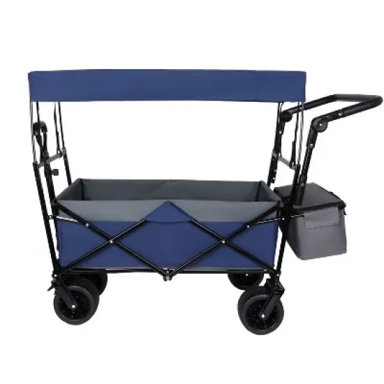 480Lbs Collapsible Wagon with Canopy, Wagon cart with 7" All-Terrain Wheels, Lightweight Foldable Wagon, Large Capacity for Camping, Shopping, Sports image {12}
