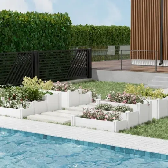 Lirago 48"x37"x17" White PVC Modular Garden Fence Panel Durable Easy to Install Soil Improvement Solution image {1}