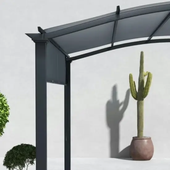 Resenkos Outdoor Garden Gazebo, Sunshade Gazebo Canopy,11' x 11' Outdoor Retractable Pergola with Canopy for Backyard, Gray Gray, Black image {8}