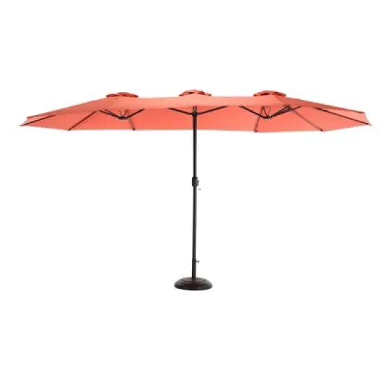 COWLOWN khaki 14.8ft Double-Sided Rectangular Patio Umbrella with Crank, Extra-Large Outdoor Sun Shade for Pool, Deck & Garden image {11}