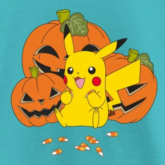 Girl's Pokemon Halloween Pikachu Jack-O'-Lanterns T-Shirt image {1}