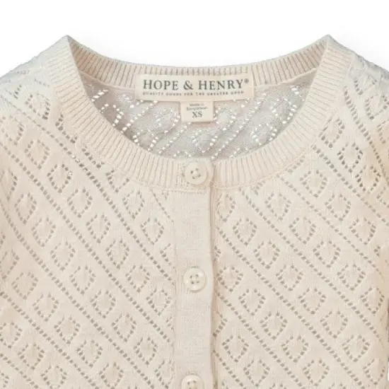 Hope & Henry Girls' Organic Cotton Cropped Pointelle Cardigan, Infant image {1}