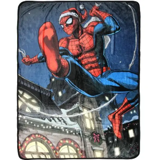 Marvel Comics Spider-Man Christmas Spidey Santa 46"x60" Fleece Throw Blanket image {4}