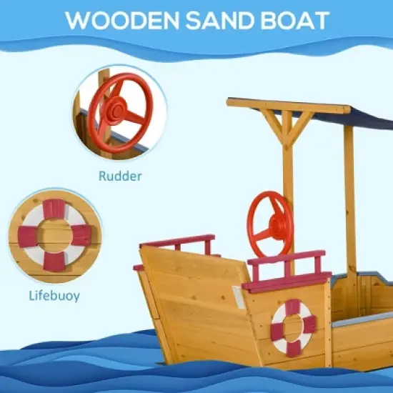 Dexmalle Pirate Ship Sandbox with Cover and Rudder image {5}