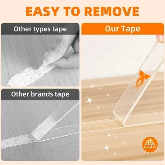 Deli Double Sided Tape Heavy Duty, Nano Tape, Double Sided Mounting Tape, Clear Adhesive Tape for Hanging Picture, Photo Deco. image {4}