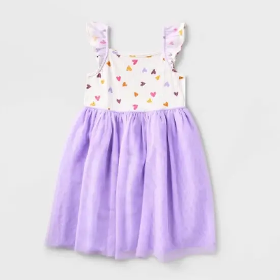 Girls' Adaptive Flutter Sleeve Tulle Dress - Cat & Jack&trade; Almond Cream image {4}
