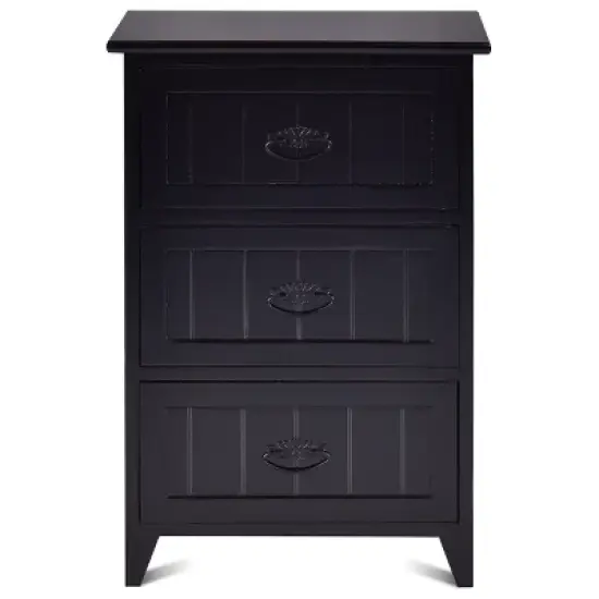 Tangkula 3 Drawers Nightstand End Table Storage Wood Side Bedside Black image {6}