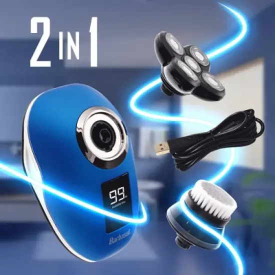 Barbasol LCD Display Rechargeable Head Shaver Set with a Cleaning Buffing Brush - 4ct image {5}
