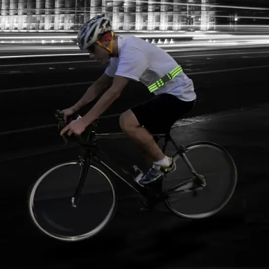 Unique Bargains High Visibility Safety Reflective Belt Running Gear Green Orange 2 Pcs image {1}