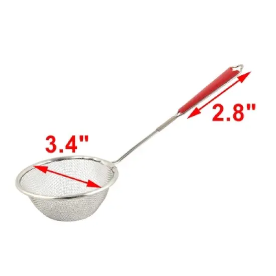 Unique Bargains Home Stainless Steel Tea Oil Spice Flour Mesh Strainer Red 2 Pcs image {1}