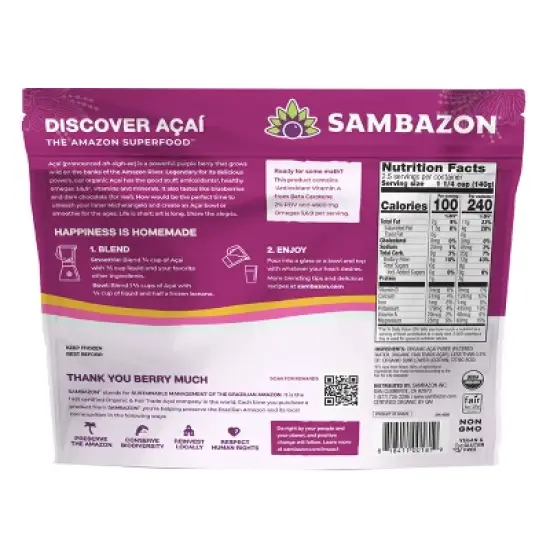 Sambazon Frozen Unsweetened Acai Berry Globes - 12oz image {2}