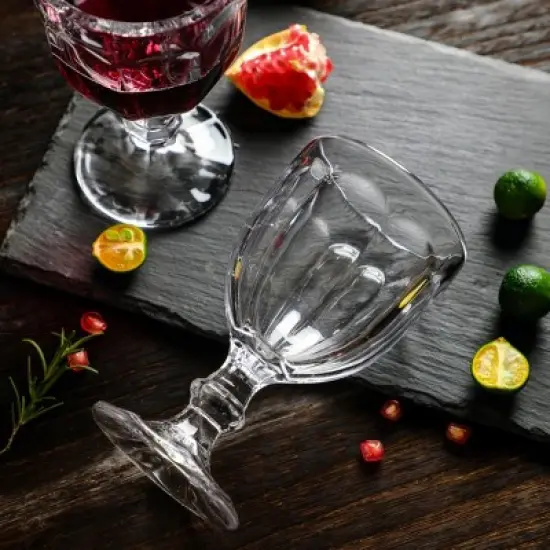 Slickblue Timeless European Glass Goblets - 10.2oz Set of 6, Artistic Embossed Design image {3}