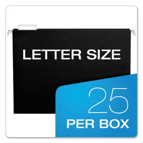 Pendaflex Colored Hanging Folders, Letter Size, 1/5-Cut Tabs, Black, 25/Box image {4}