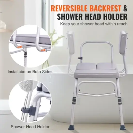 VEVOR Tub Transfer Bench for Bathtub 500lbs, Shower Seats for Adults, Lightweight Shower Bench for Elderly and Disabled with Padded Seat, Grey image {6}