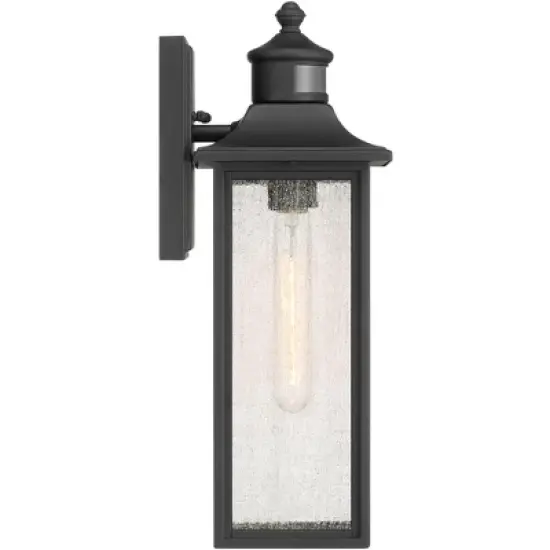 John Timberland Mission Outdoor Wall Light Fixture Black Dusk to Dawn Motion Sensor 16 1/2" Seeded Glass for Exterior House Porch image {5}
