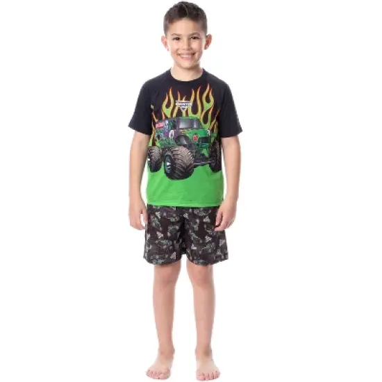 Monster Jam Boys' Grave Digger Truck Sleep Pajama Set Shorts Crewneck Multicolored image {4}
