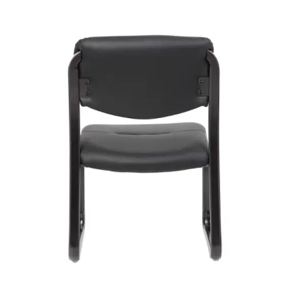 Armless Leather Sled Base Guest Chair Black - Boss Office Products image {3}