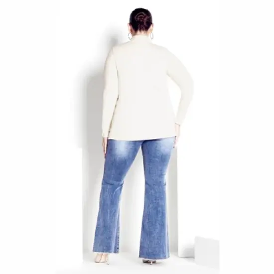 Women's Plus Size Organic Mock Neck Top - cream | AVENUE image {1}