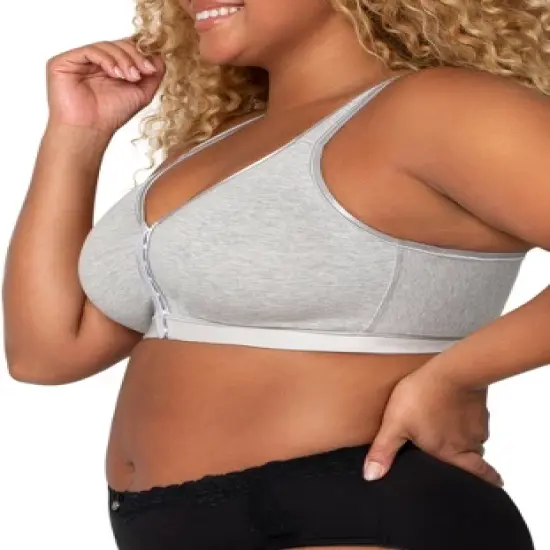 Curvy Couture Women's Cotton Luxe Front and Back Close Wireless Bra image {3}
