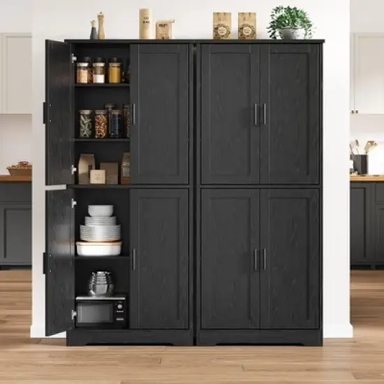 Tall Kitchen Pantry Cabinet, Storage Cabinet with Doors and Adjustable Shelves, Freestanding Large Utility Storage Cupboard image {6}