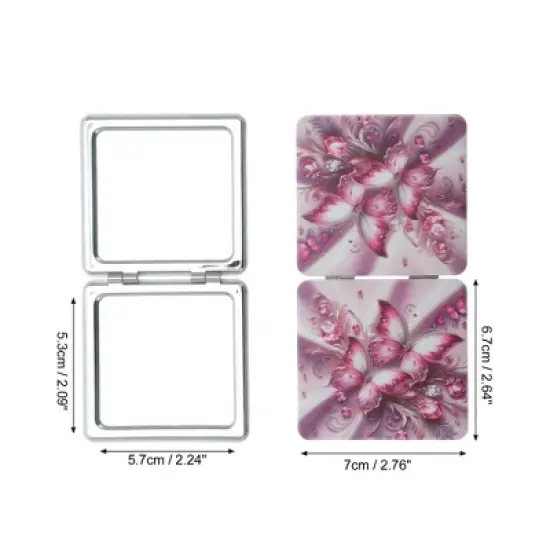 Unique Bargains Two Butterfly Makeup Mirror Pink Purple 1 Pc image {1}