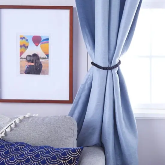 4-Pack Black Cotton Window Curtain Tiebacks Tie Back with 8 Hooks, 26" Holdbacks Rope for Drapes image {1}