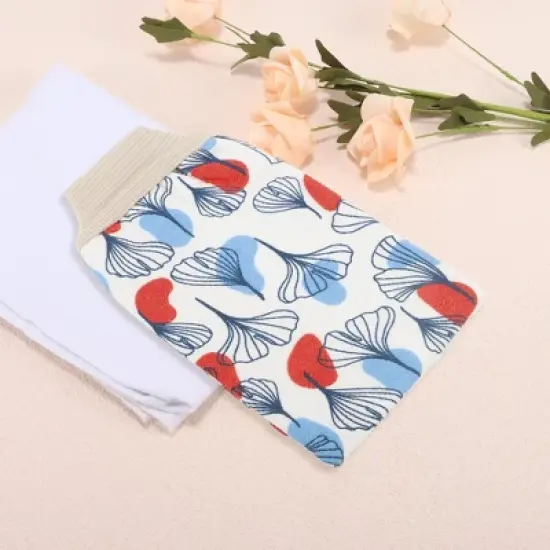 Unique Bargains Double Side Threaded Shower Gloves 9.25"&times;5.51" 1 Pc image {1}