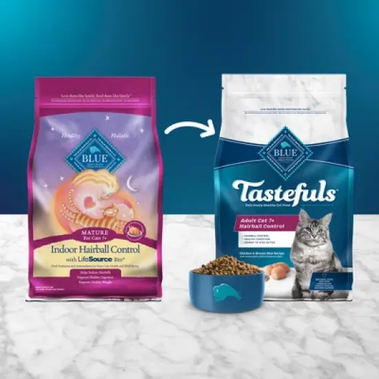 Blue Buffalo Indoor Hairball Control with Chicken & Brown Rice Mature Premium Senior Dry Cat Food - 7lbs image {2}