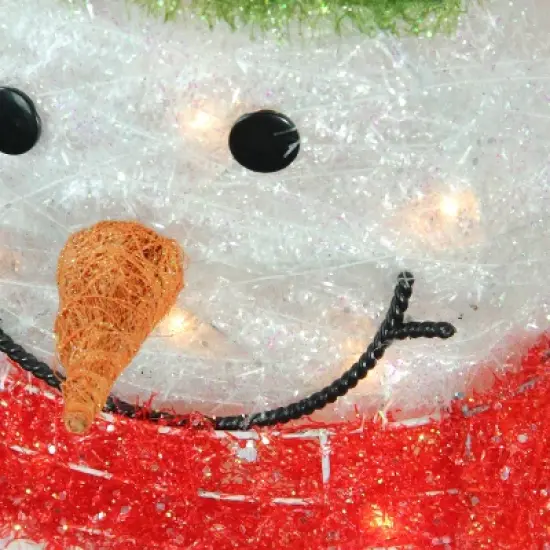 Northlight 38" Lighted White and Red Tinsel Snowman with Wreath Outdoor Christmas Decoration image {2}