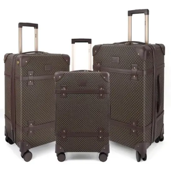 New York Xpress QD-24101 Luxury Vintage Durable Suitcase Sets w/TSA Lock & Double Spinner Wheels 20" 24" 28" image {9}