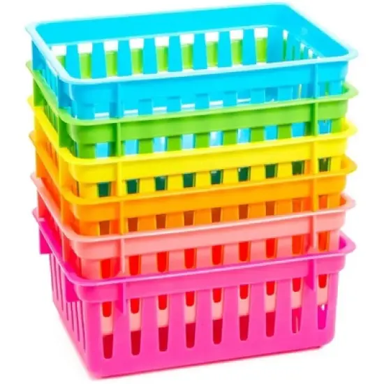 Bright Creations 12-Pack Small Plastic Classroom Storage Bins for Organization, Baskets for Kids', 6 Colors, 6.2 x 4.8 x 2.4 inches image {5}
