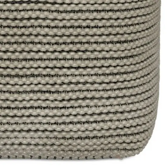 WyndenHall Bayhill Outdoor/Indoor Pouf Cream : Linen Upholstered, Bohemian Style, Spot Clean, No Assembly Required image {4}