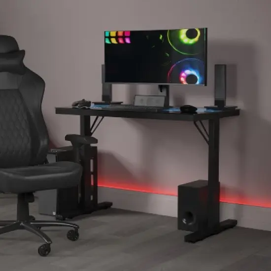 Emma and Oliver Circuit Board Inspired Color Changing LED Gaming Desk with Wired Remote image {1}