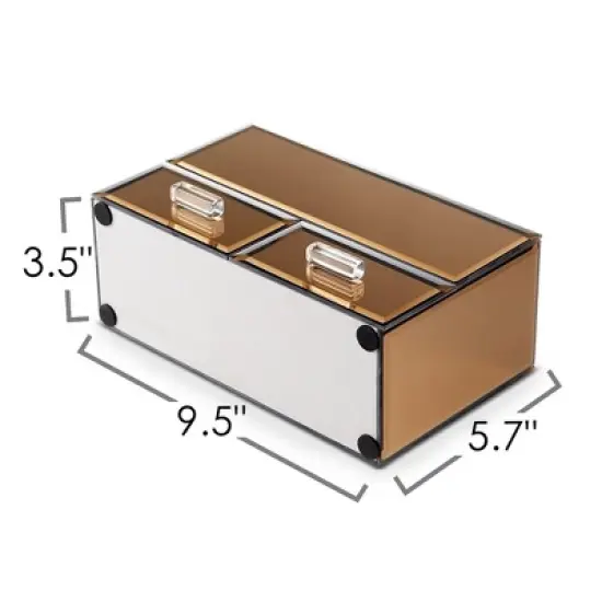 OnDisplay Olivia 2 Drawer Tiered Mirrored Glass Makeup/Jewelry Organizer image {6}