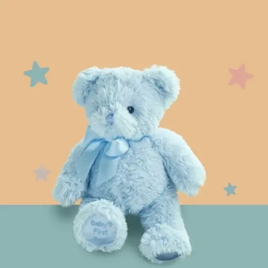 Bearington My First Bear: Classic Hand-Sewn 12-Inch Blue Stuffed Bear image {4}
