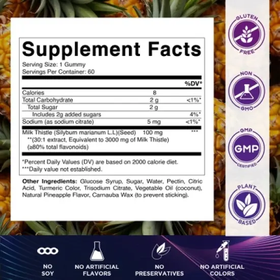 Milk Thistle Gummies 3000mg - 60 Gummies image {1}