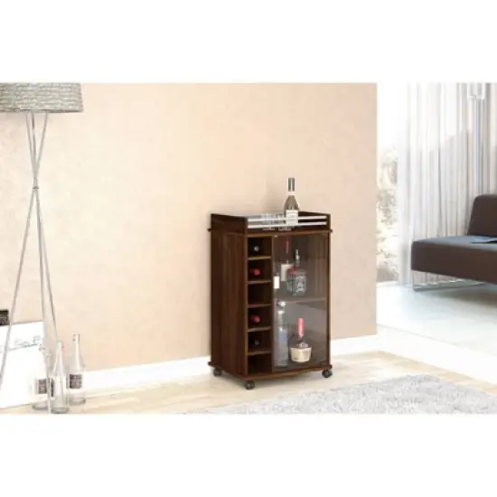 Laguna Bar Cabinet with Glass Door Dark Brown - Polifurniture image {2}
