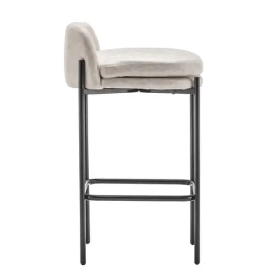 Modern Mid-Back Counter Height Barstool Faux Leather - WOVENBYRD image {3}
