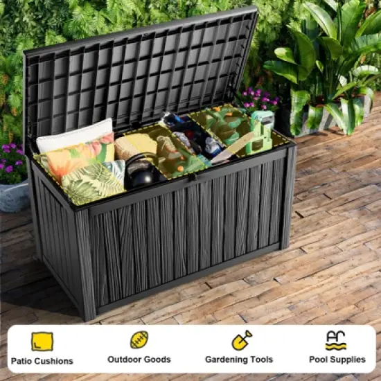 Kumasinova 180 Gal Oversized Storage Deck Box for Outdoor Use,All Weather PP Resin,Garden Seat Storage Box,Waterproof,Seats 2 People image {4}